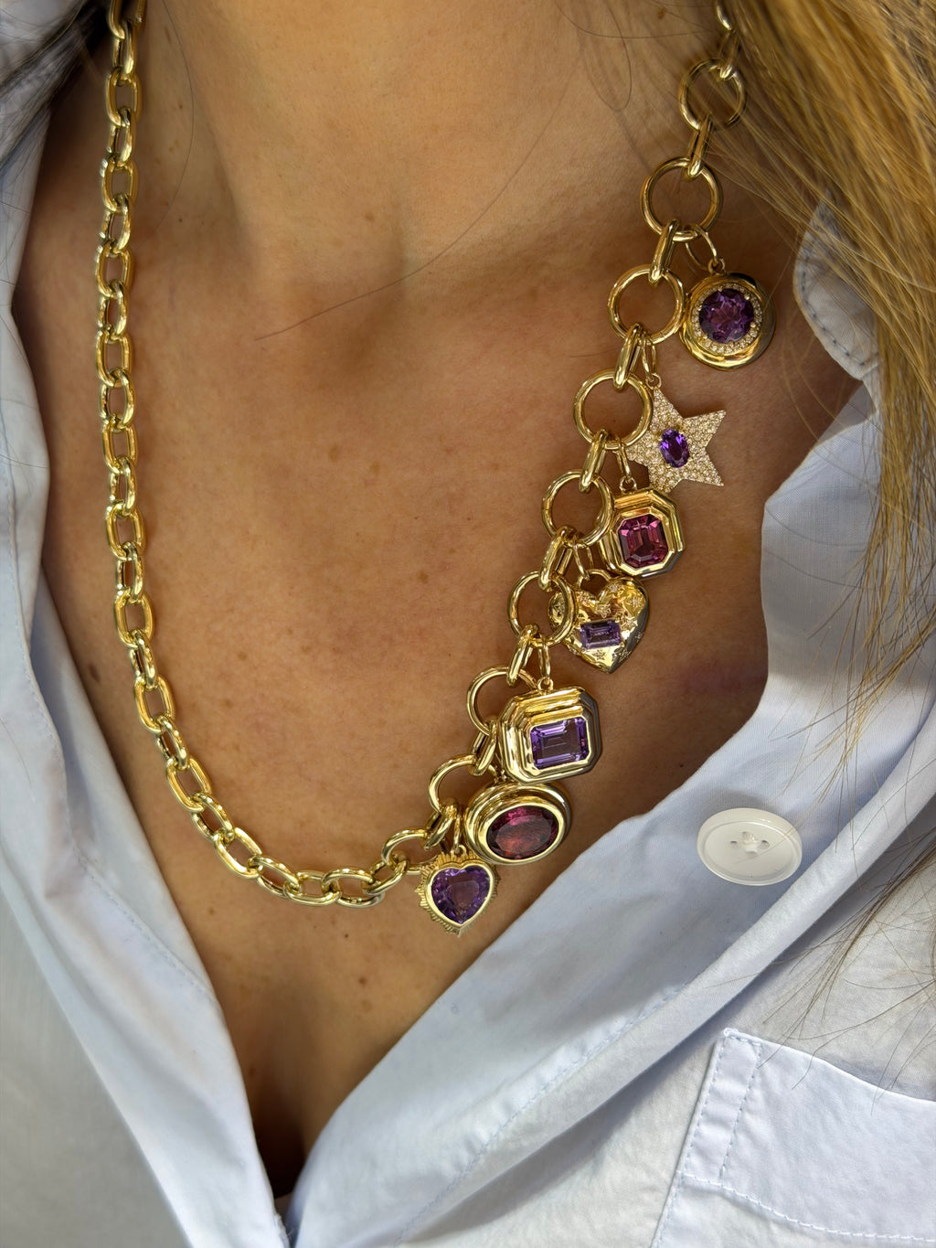14k Yellow Gold Story Charm Necklace
