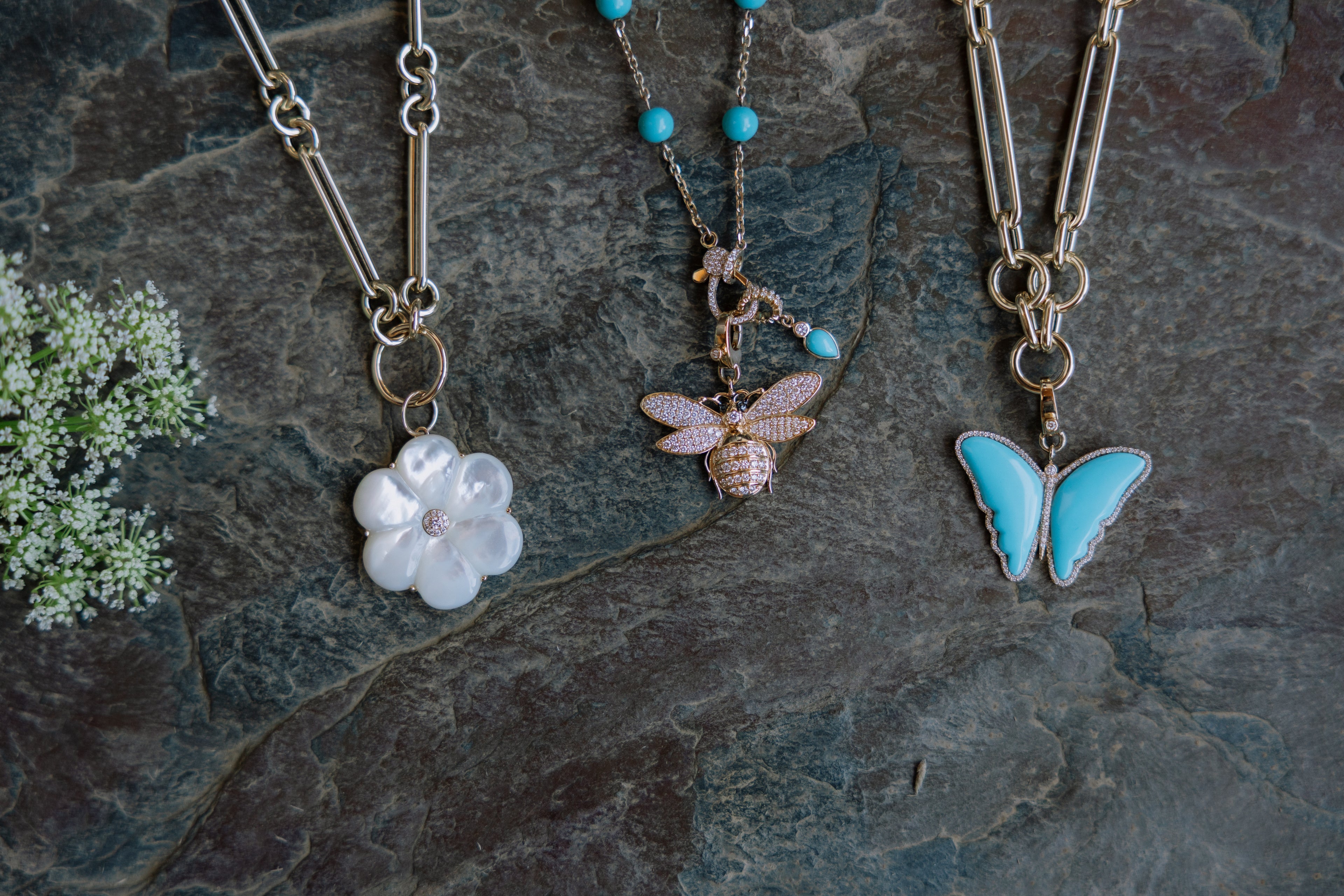 Cameo Turquoise and Diamond Rondelle