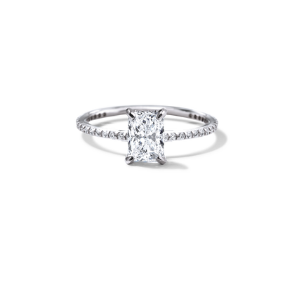 JBJ Solitaire Diamond Pave Engagement Ring