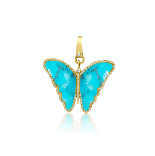 Sawyer Turquoise & Diamond Butterfly Pendant