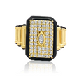 Vintage Inspired Black Enamel & Diamond Ring