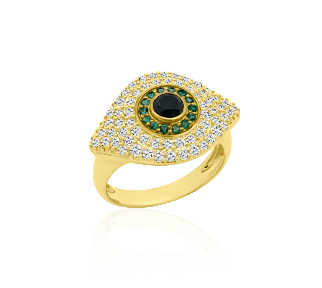 Emerald Halo Evil Eye Ring