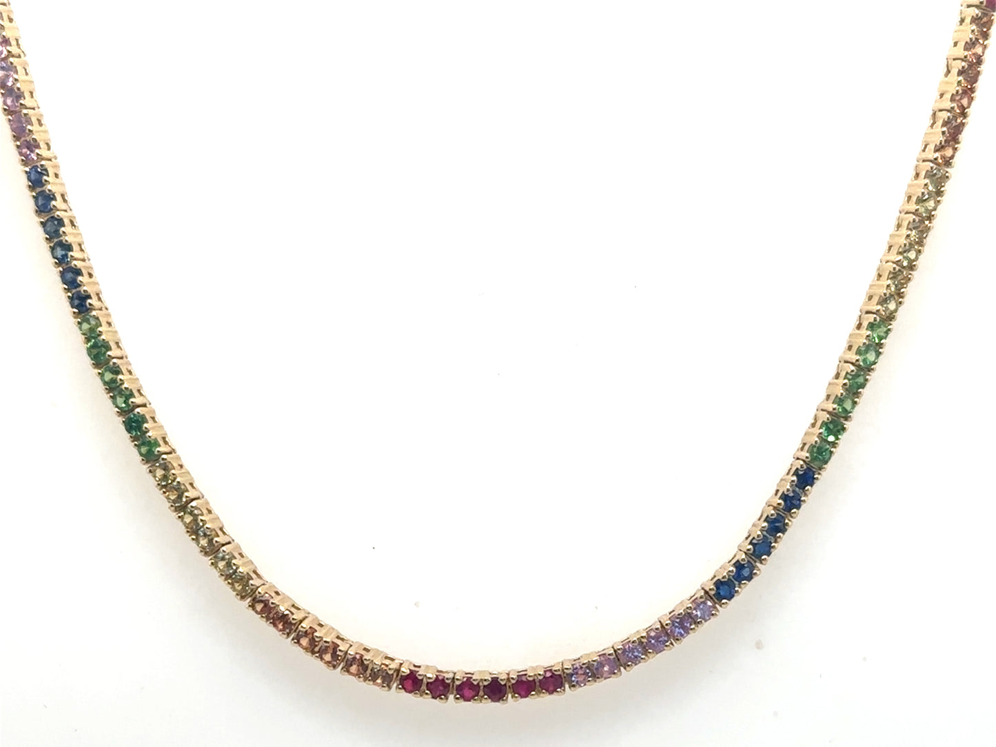 Rainbow Baby Sapphire Tennis Necklace