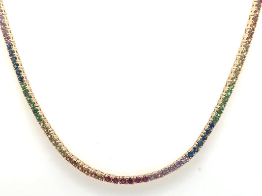 Rainbow Baby Sapphire Tennis Necklace