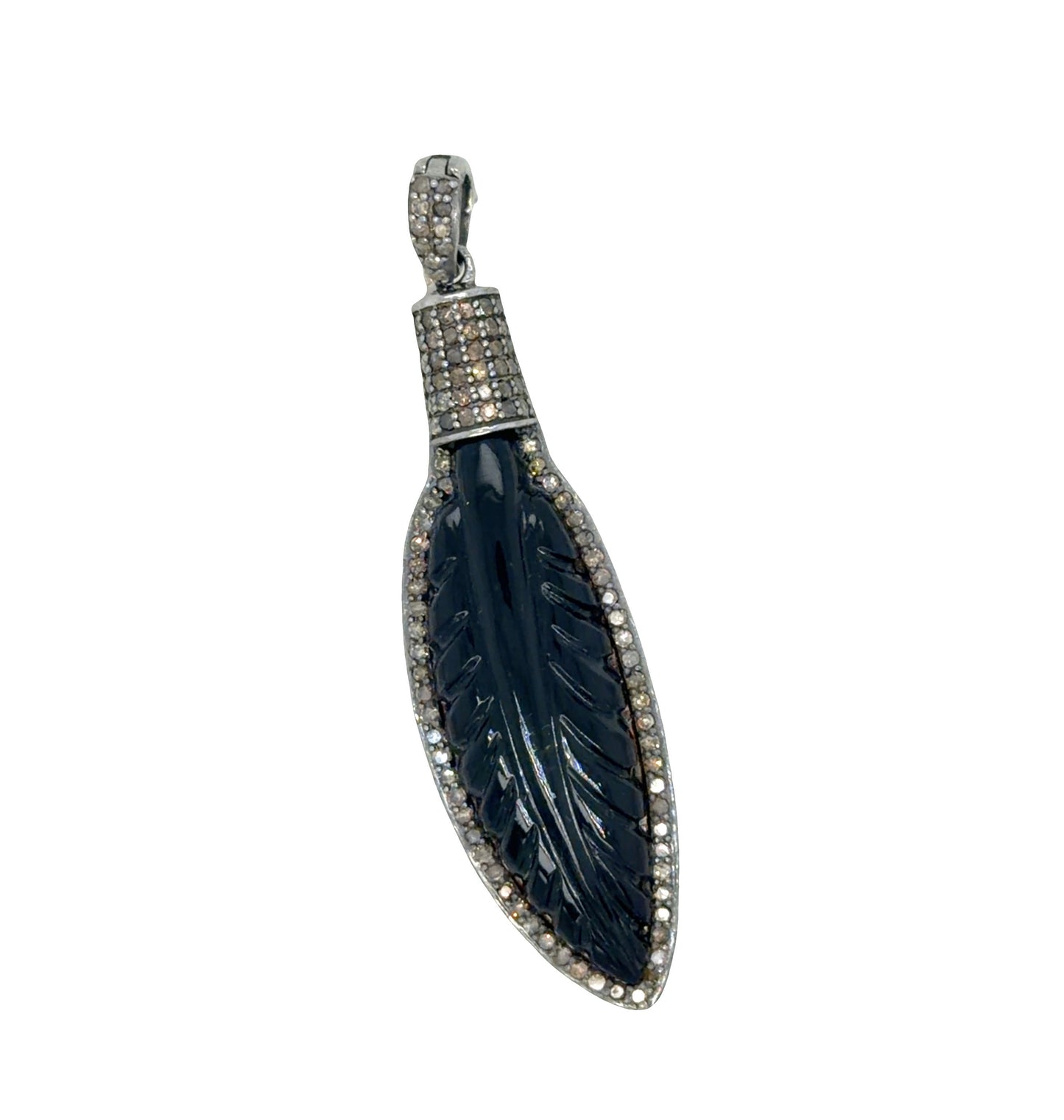 Sterling Silver & Pavè Diamond Feather Pendant