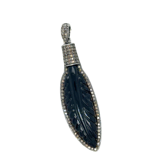 Sterling Silver & Pavè Diamond Feather Pendant