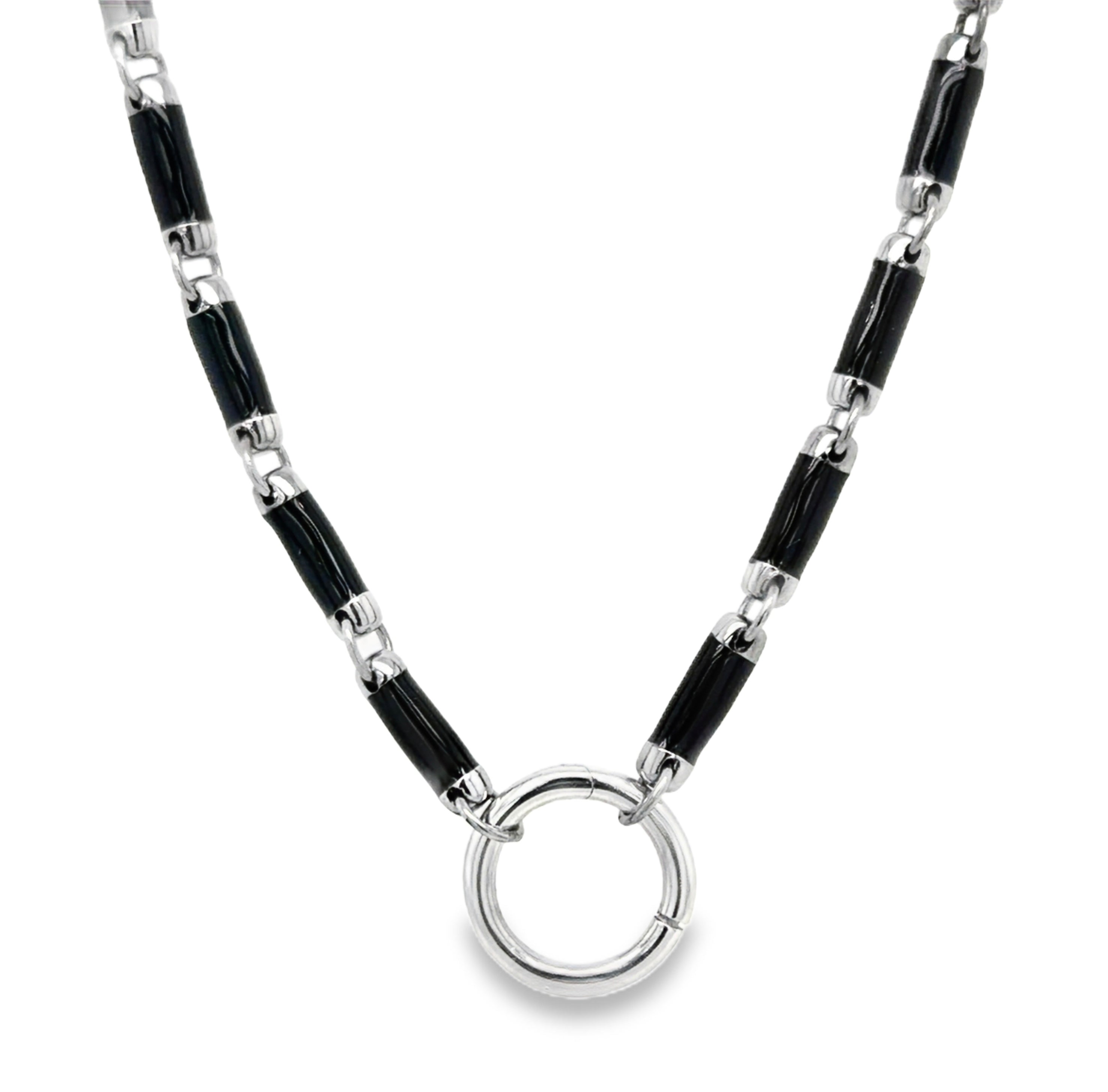 Black Enamel Tube Necklace