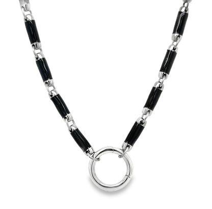 Black Enamel Tube Necklace