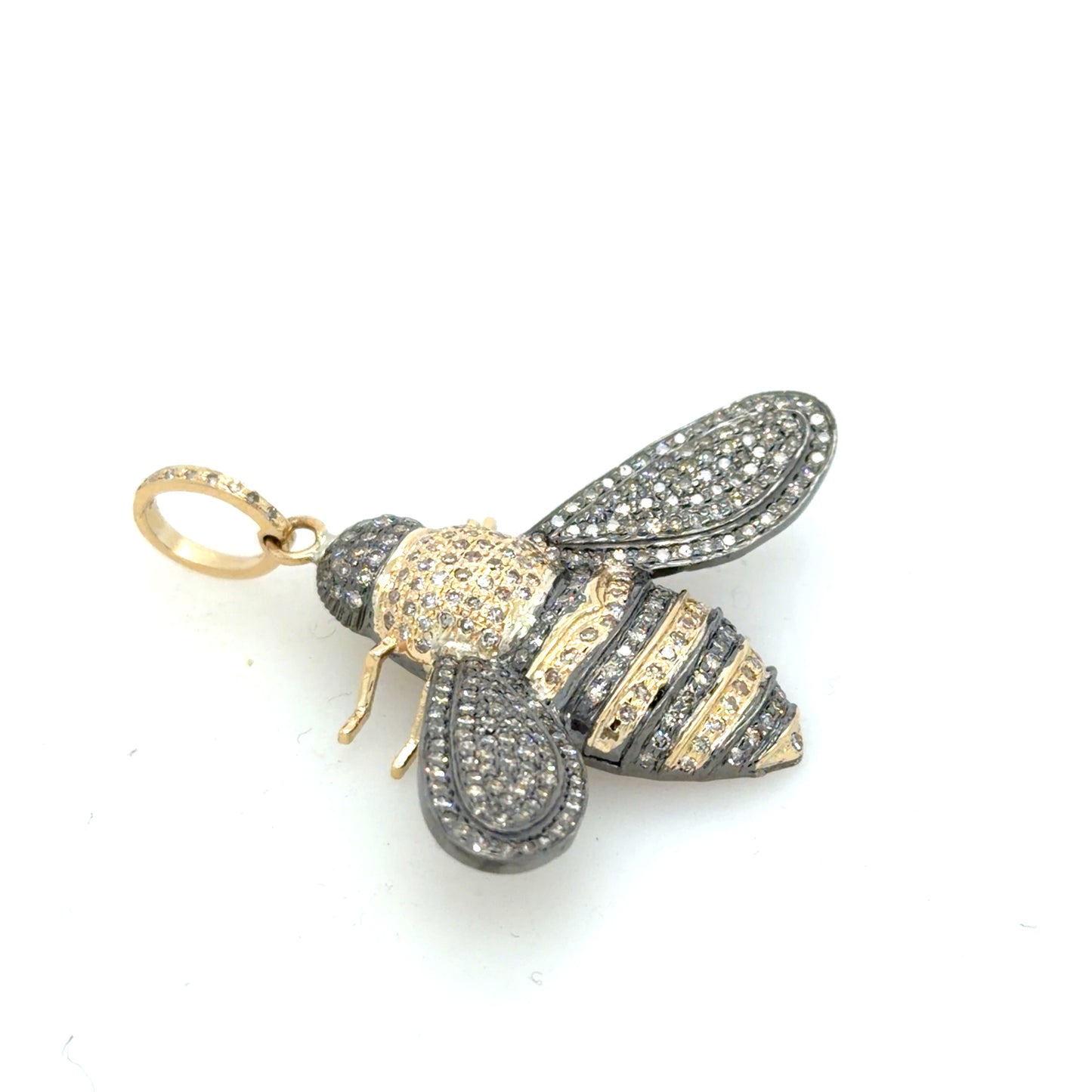 Two Tone Diamond Queen Bee Pendant