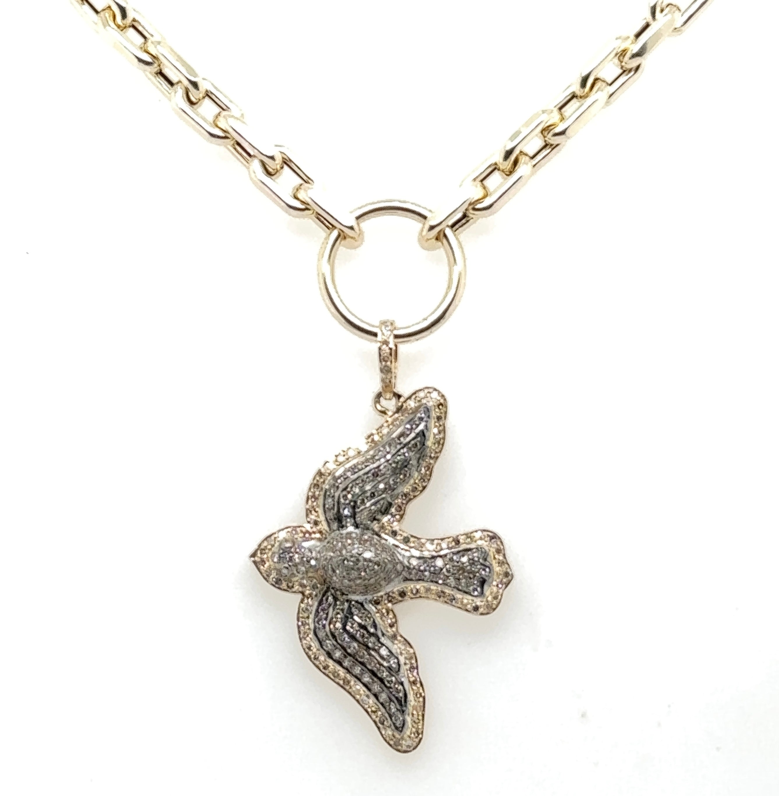 Mixed Metal Diamond Dove Pendant