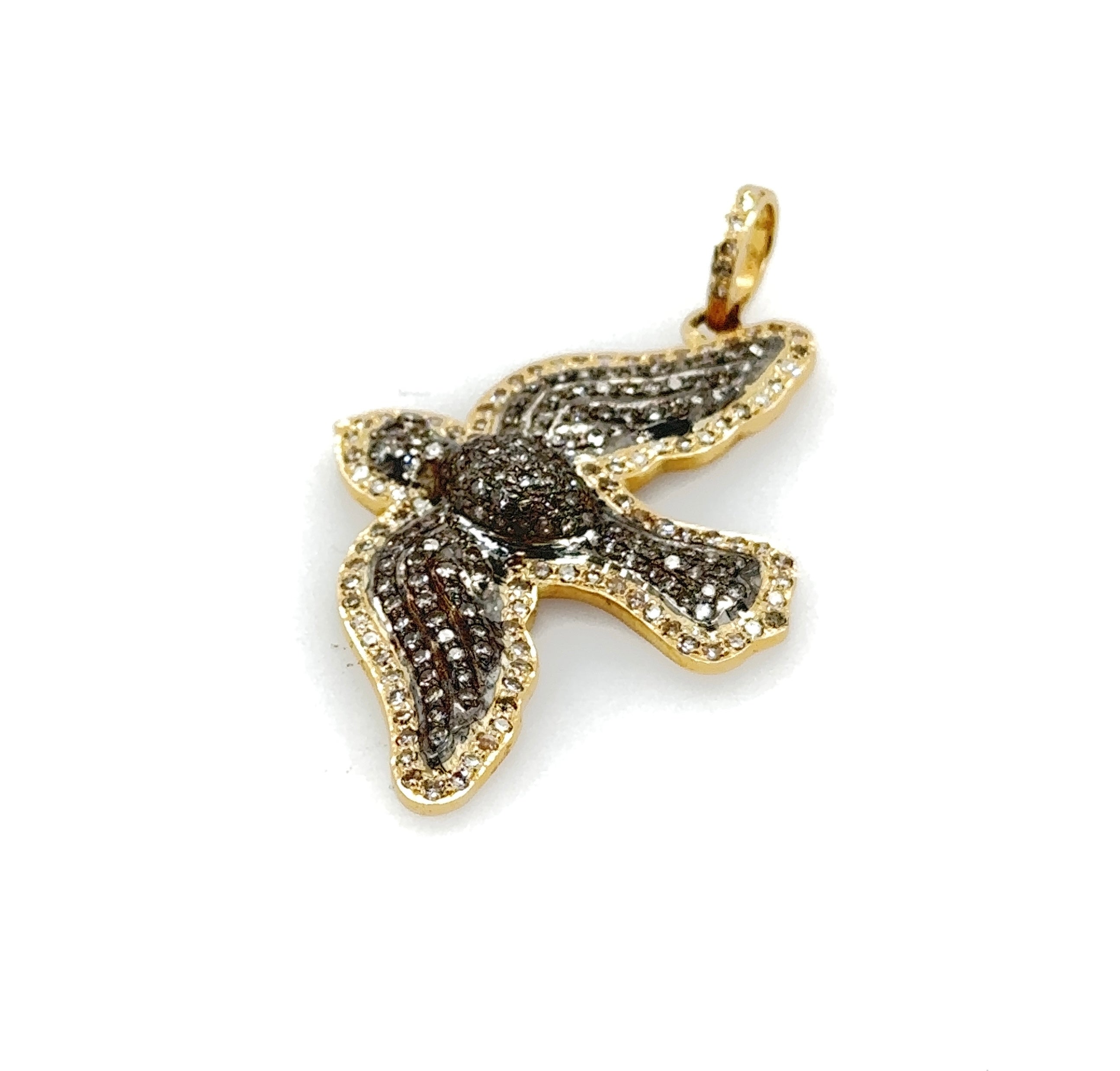 Mixed Metal Diamond Dove Pendant