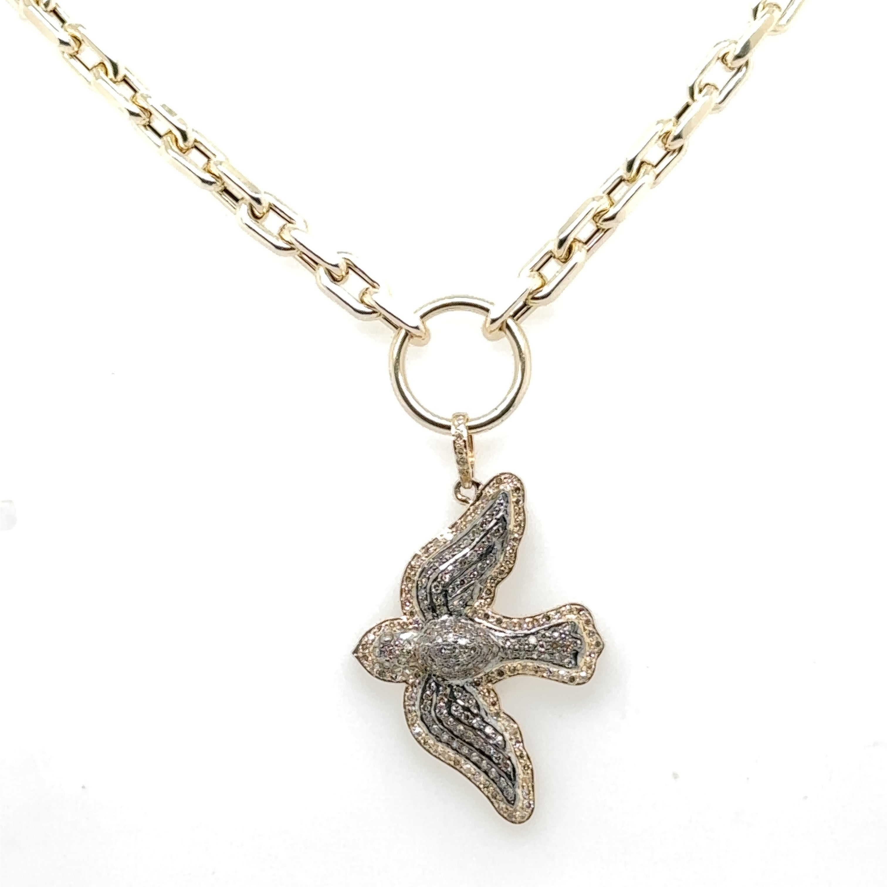 Mixed Metal Diamond Dove Pendant
