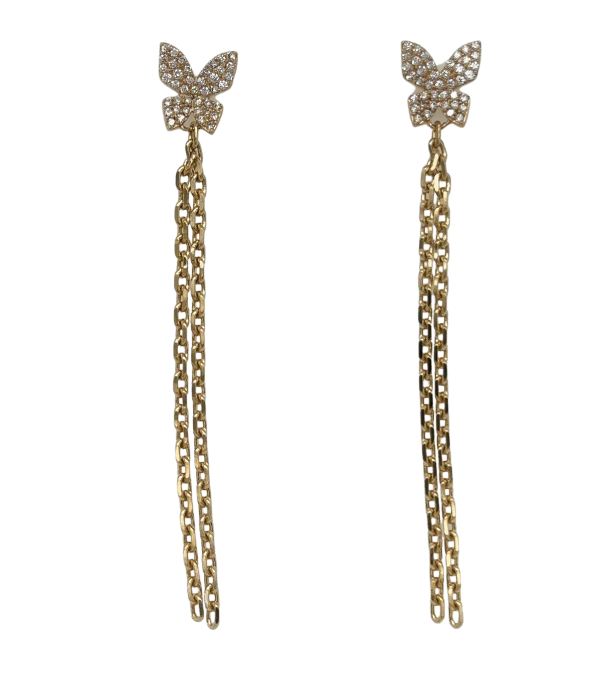 Ava 14k Gold and Diamond Butterfly Dangle Earrings
