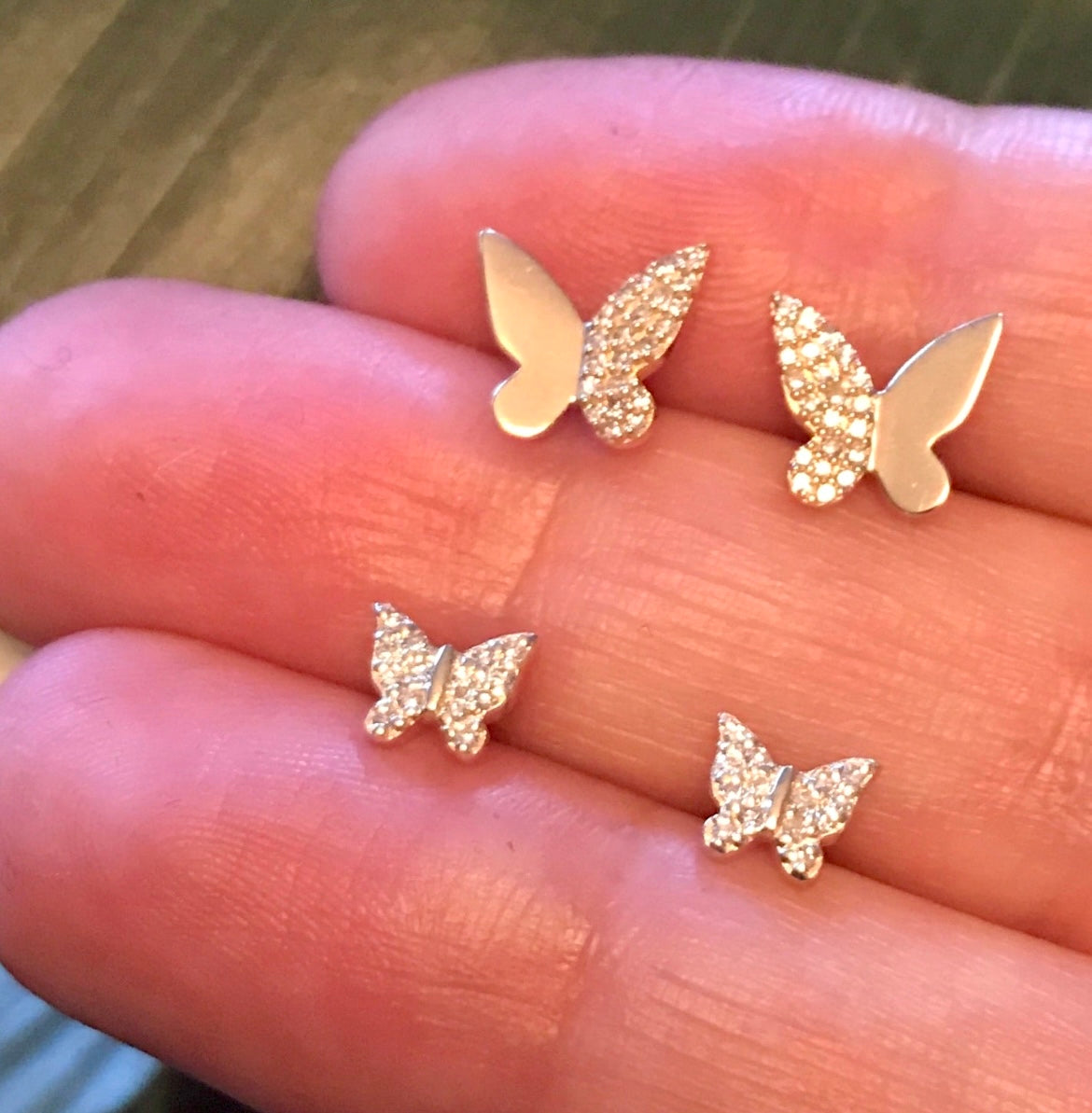 Baby Butterflies Diamond Stud Earrings