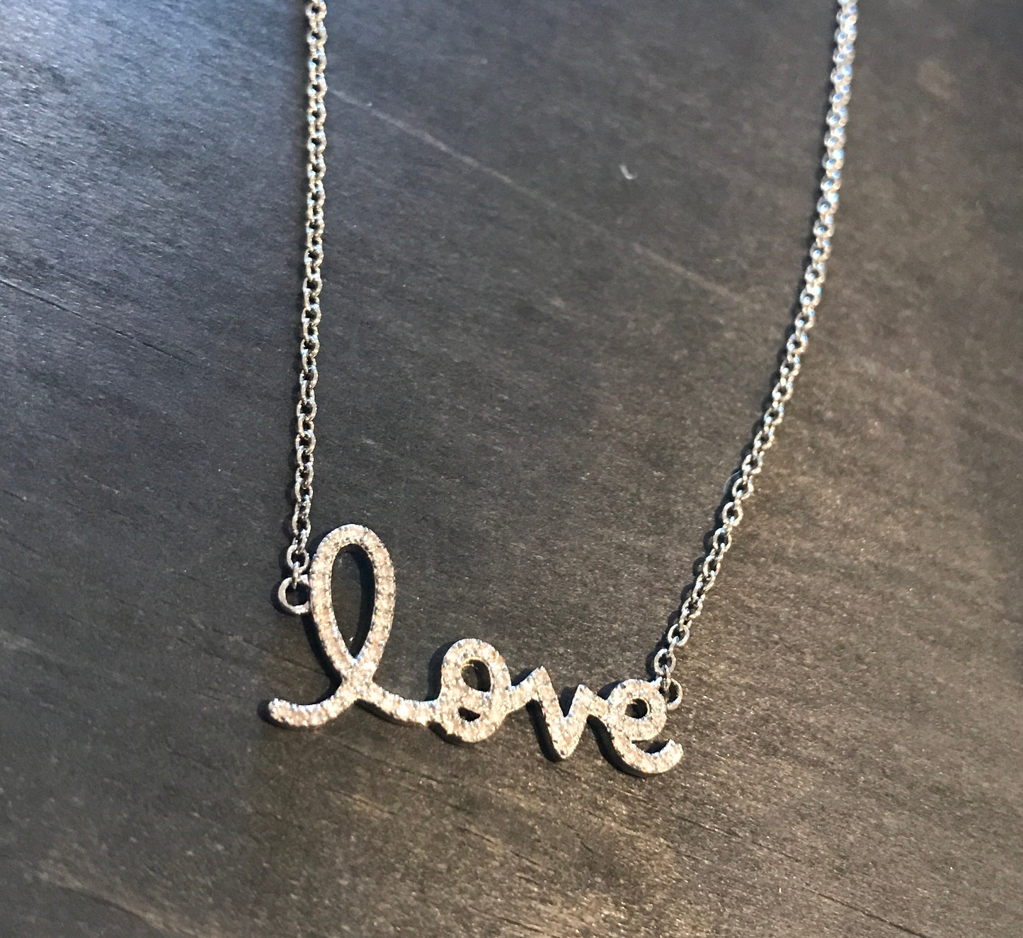 Diamond cursive love necklace