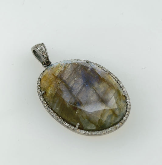 Vi Labradorite & Diamond One of a Kind Pendant