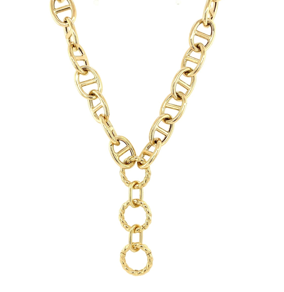 Cypress 14k Gold Chain with 3 round open clasps to add pendants