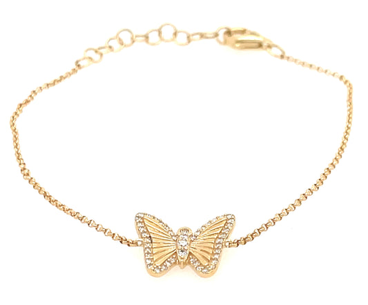 Anna 14k Gold and Diamond Butterfly Bracelet