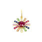 Multi color gemstone flower with a beautiful Ruby in the center