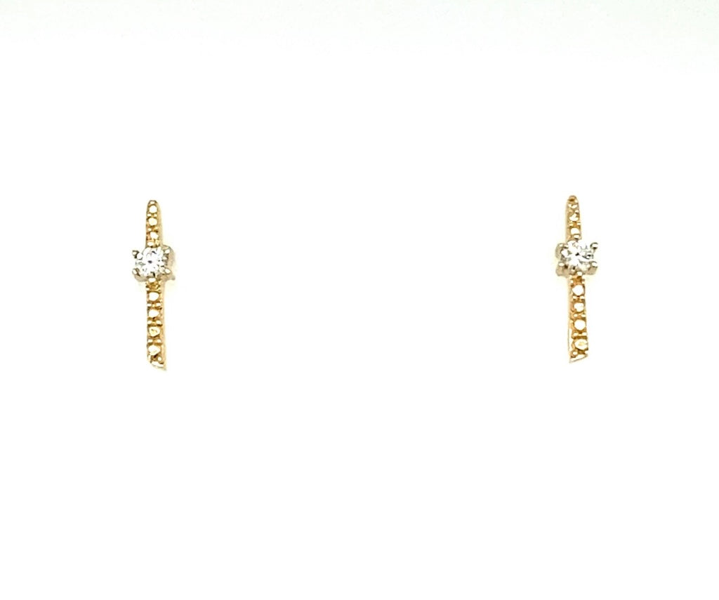 Dainty gold bar earrings with just the right amount of sparkle. 