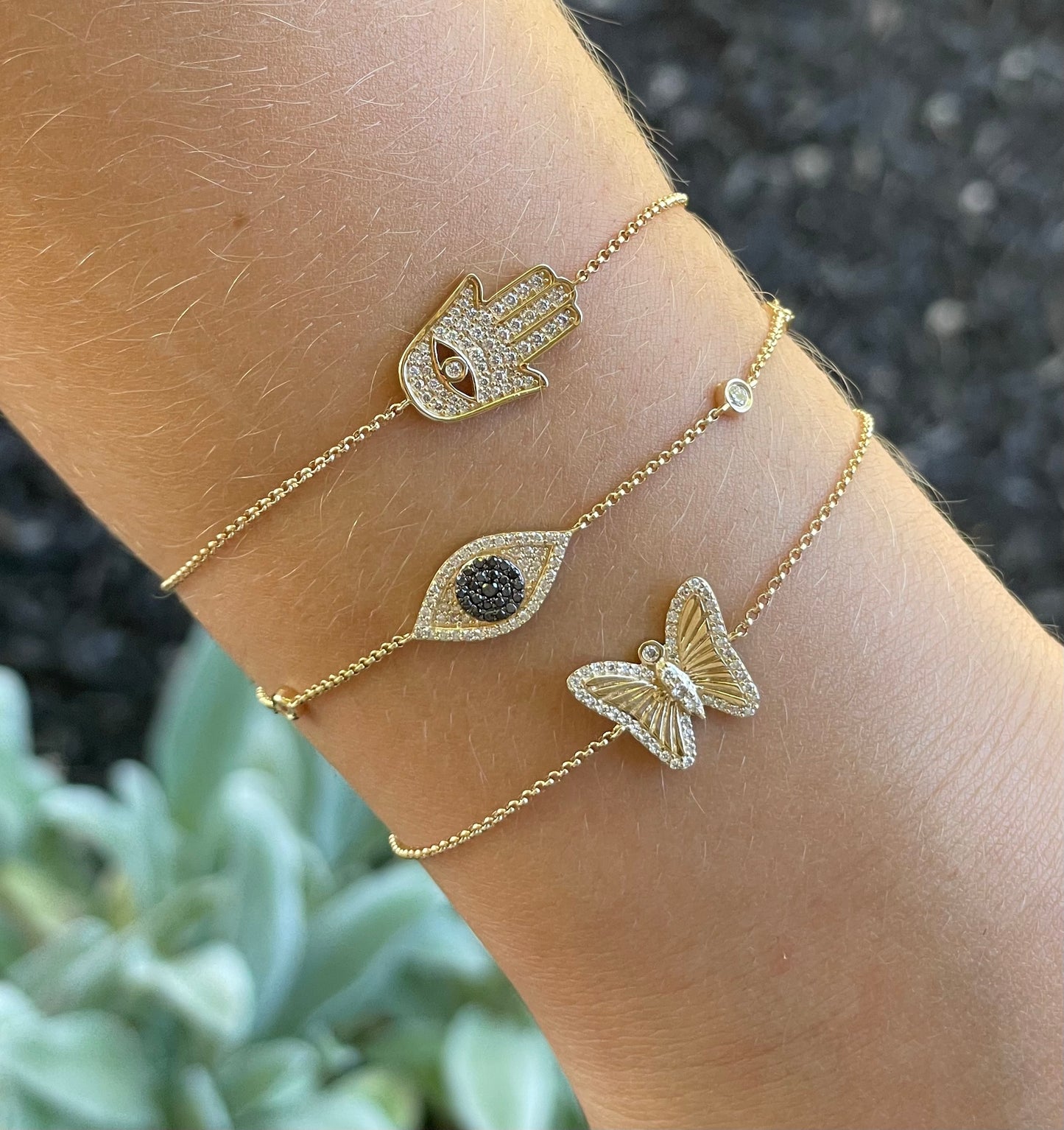 Anna 14k Gold and Diamond Butterfly Bracelet