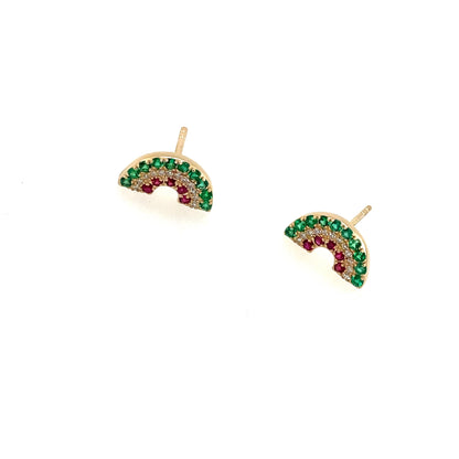 diamond, emerald and ruby rainbow studs.