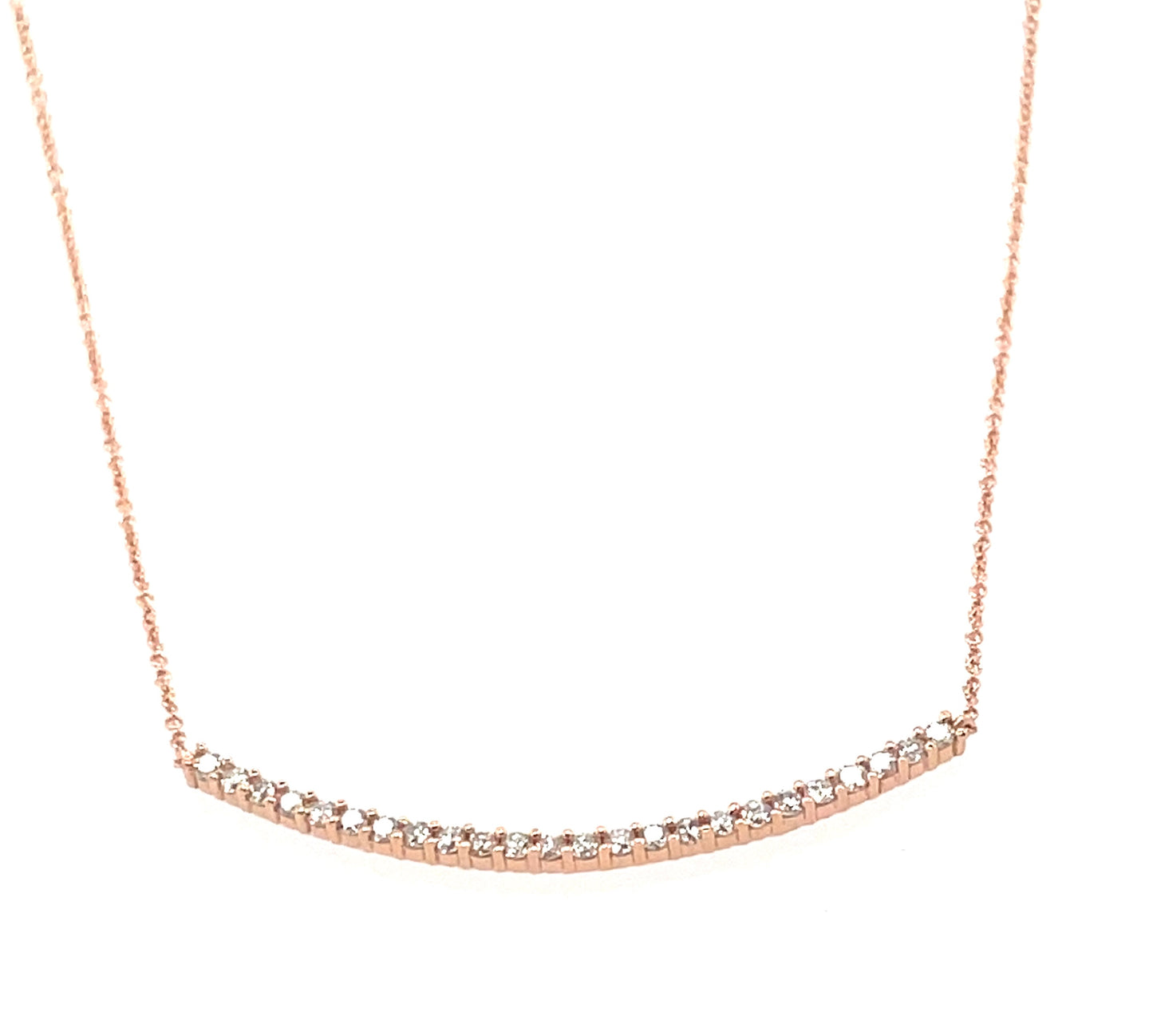 Our diamond bar necklace is the perfect everyday necklace. Available in 14k yellow & rose gold.