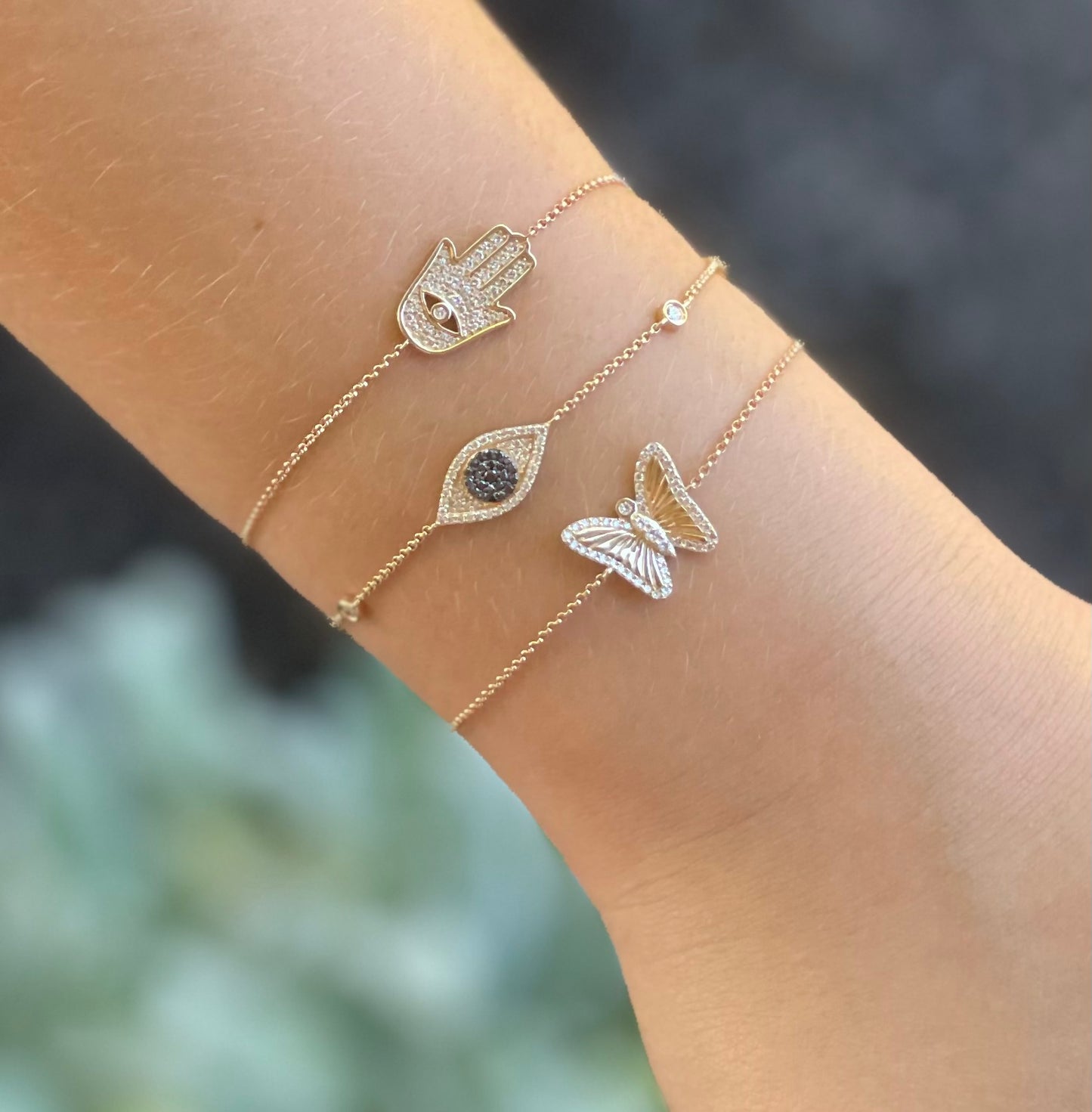 Anna 14k Gold and Diamond Butterfly Bracelet