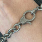 Diamond dog tag bracelet set in sterling silver