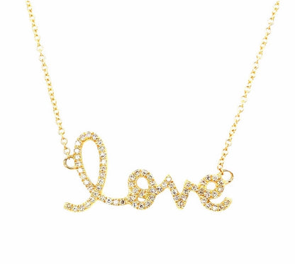 Diamond cursive love necklace
